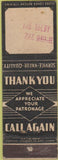 Matchbook Cover - The Selby Thank You No Town