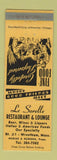 Matchbook Cover - Le Sorelle Restaurant Lounge Wrentham MA YELLOW