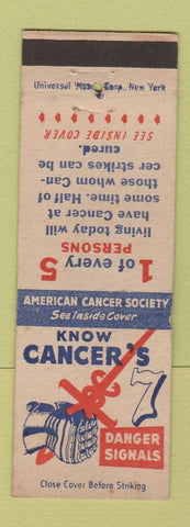 Matchbook Cover - Danger Signals of Cancer Diseas