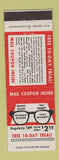 Matchbook Cover - Reading Glasses Offer Home Optical Chicago IL