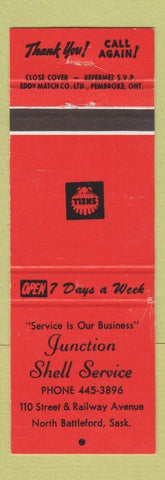 Matchbook Cover - Shell oil gas Junction North Battleford SK WEAR RED