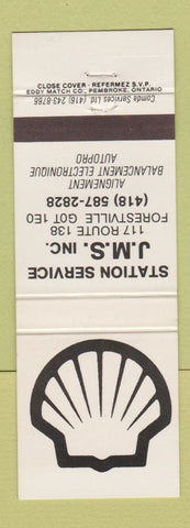 Matchbook Cover - Shell oil gas JMS Forestville QC