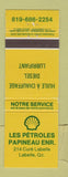 Matchbook Cover - Shell oil gas Les Petroles Papineau Labelle QC