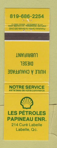 Matchbook Cover - Shell oil gas Les Petroles Papineau Labelle QC