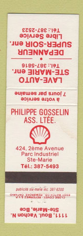 Matchbook Cover - Shell oil gas Philippe Gosselin Ste Marie QC WEAR