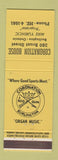 Matchbook Cover - Coronation House Burlington ON Rod Gun Organ Music