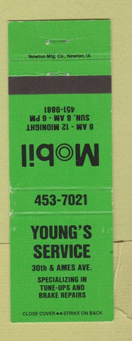Matchbook Cover - Mobil oil gas Young's WEAR