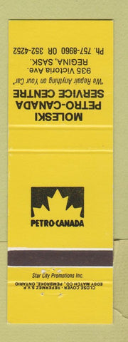 Matchbook Cover - Petro Canada oil gas Moleski Regina SK YELLOW