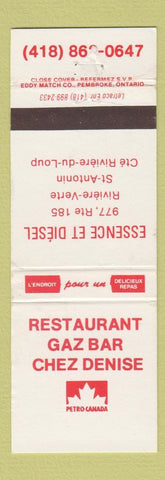 Matchbook Cover - Petro Canada oil gas Riviere Du Loup QC WEAR