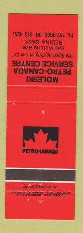 Matchbook Cover - Petro Canada oil gas Moleski Regina SK RED