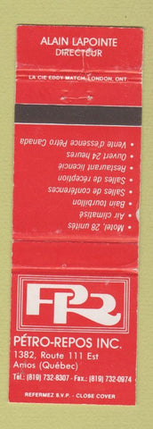 Matchbook Cover - Petro Repos Amos QC motel WEAR