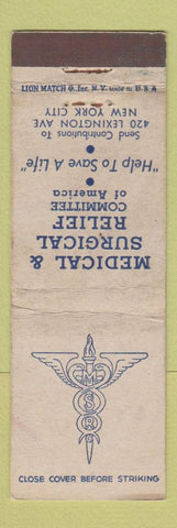 Matchbook Cover - Medical Surgical Relief Committee New York City WEAR