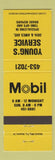Matchbook Cover - Mobil oil gas Young's YELLOW