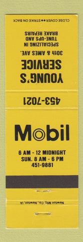 Matchbook Cover - Mobil oil gas Young's YELLOW