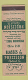 Matchbook Cover - Precision Optical Glasses Cleveland OH