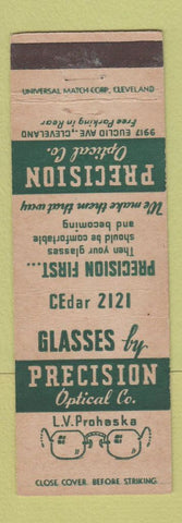 Matchbook Cover - Precision Optical Glasses Cleveland OH