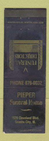 Matchbook Cover - Pieper Funeral Home Granite City IL WORN