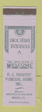 Matchbook Cover - RE Rogers' Funeral Home Belfry KY