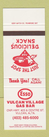 Matchbook Cover - Esso oil gas Vulcan Village Gas Bar AB SAMPLE