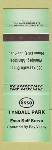 Matchbook Cover - Esso oil gas Tyndall Park Winnipeg MB