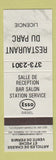 Matchbook Cover - Esso oil gas Restaurant Du Parc QC