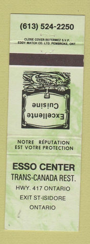 Matchbook Cover - Esso oil gas St Isidore ON
