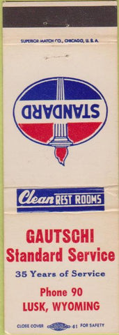 Matchbook Cover - Gautschi Standard Gas Station Lusk WY