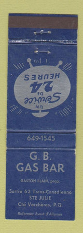Matchbook Cover - GB Gas Bar Vercheres QC