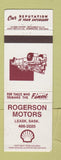 Matchbook Cover - Rogerson Motors Shell oil gas Leask SK WEAR