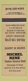 Matchbook Cover - Michel Rene Shell oil gas Ste Eulalie QC GOLD