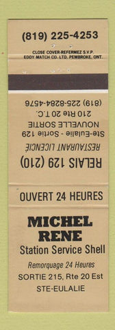 Matchbook Cover - Michel Rene Shell oil gas Ste Eulalie QC GOLD