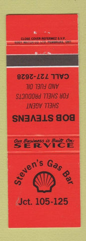 Matchbook Cover - Steven's Gas Bar Shell oil Canada RED
