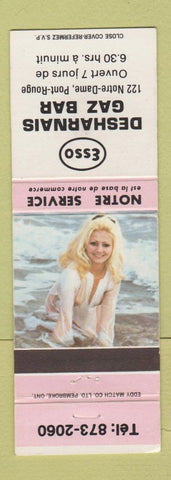 Matchbook Cover - Esso oil gas Desharnais Pont Rouge QC pinup
