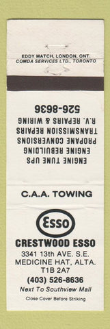 Matchbook Cover - Esso oil gas Crestwood Medicine Hat AB