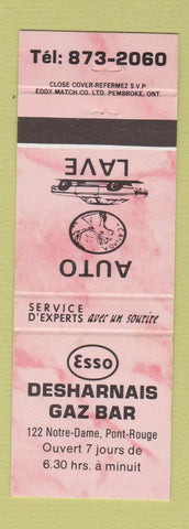 Matchbook Cover - Esso oil gas Desharnais Pont Rouge QC PINK