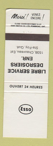 Matchbook Cover - Esso oil gas Desrosiers Ste Foy QC