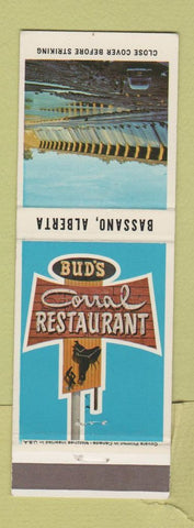 Matchbook Cover - Bud's Corral Restaurant Bassano AB