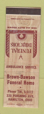 Matchbook Cover - Brown Dawson Funeral Home Hamilton OH WEAR