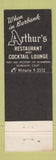 Matchbook Cover - Arthur's Village Inn Glendale CA