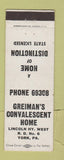 Matchbook Cover - Greiman's Convalescent Home York PA