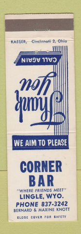 Matchbook Cover - Corner Bar Lingle WY