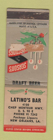 Matchbook Cover - Latino's Bar New Orleans LA Christmas POOR PAPER LOSS