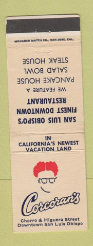 Matchbook Cover - Corcoran's Restaurant San Luis Obispo CA