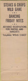 Matchbook Cover - Timmy's Steak House  and  Bar New York NY