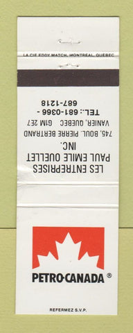 Matchbook Cover - Petro Canada oil gas Paul Emile Vanier QC WORN