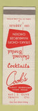 Matchbook Cover - Cook's Restaurant Steak Los Angeles CA CREASES