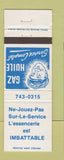 Matchbook Cover - Ne Jouez Pas Sur Le oil gas QC WEAR