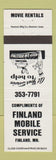 Matchbook Cover - Finland Mobil oil gas Finland MN Mobile