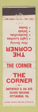 Matchbook Cover - The Corner Restaurant Pittsburgh PA