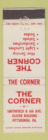 Matchbook Cover - The Corner Restaurant Pittsburgh PA
